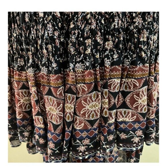 ASTR The Label Balloon Sleeve Printed Tiered Midi Chiffon Dress Brown Sz L #1523 - Picture 15 of 16